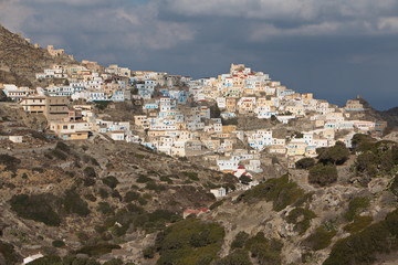 Fototapeta na wymiar Panoramic view of Olympos on Karpathos in Greece