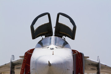 Military jet fighter ready to fly