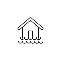 flood insurance symbol line black icon on white background