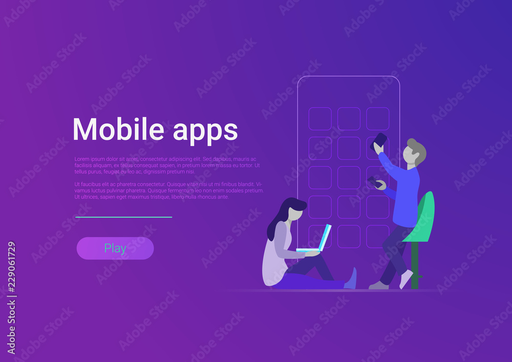 Canvas Prints flat mobile application vector. smartphone apps design