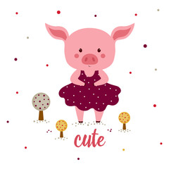 Obraz premium illustration with cartoon pigs