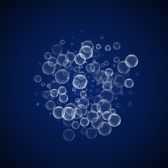 Random soap bubbles abstract background. Blowing b