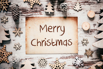 Fototapeta na wymiar Nostalgic Christmas Decoration, Paper, Text Merry Christmas