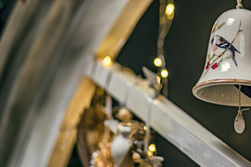 The bell hangs close-up for various festive themes.