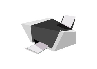 Printer flat cartoon style isometric. Vector illustration.