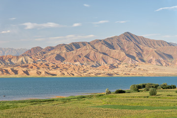 Mountains along Toktogul Reservoir, Kyrgyzstan, taken in August 2018