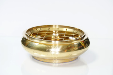 Incense bowl with incense for smoking delicious fish and meat 
