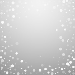 White dots Christmas background. Subtle flying sno