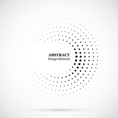 Halftone dotted background circularly distributed. Halftone effect vector pattern. Circle dots isolated on the white background.