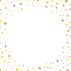 Random scatter golden stars on white background. Design element 