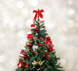 Fototapeta na wymiar Christmas background - baubles and christmas tree