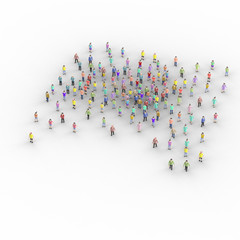 Crowds of people in formation