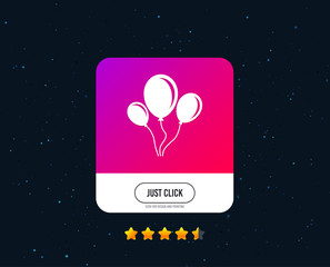 Balloon sign icon. Birthday air balloon with rope or ribbon symbol. Web or internet icon design. Rating stars. Just click button. Vector