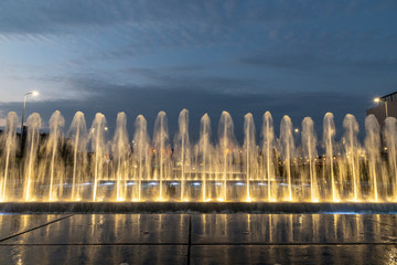 Fountains in Zagreb at night