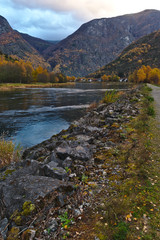 Norway river side in Autumn