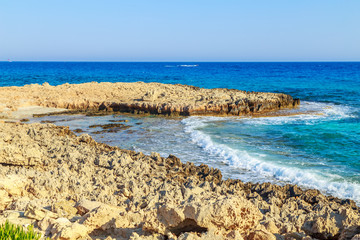 A view of a azzure water and Nissi beach in Aiya Napa, Cyprus