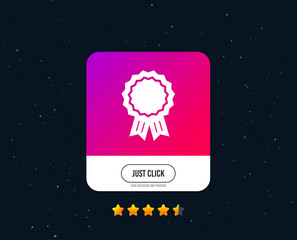 Award medal icon. Best guarantee symbol. Winner achievement sign. Web or internet icon design. Rating stars. Just click button. Vector
