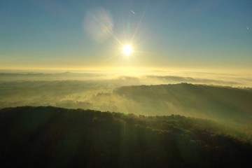 Leicestershire aerial view at sunrise, UK.