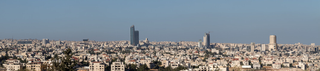 Fototapeta na wymiar Amman landmarks and famous buildings panoramic view