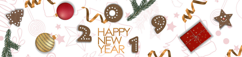 Happy New Year 2019 Card for your design.