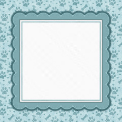 Teal and white dog pattern square border with copy space