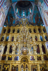 Fototapeta na wymiar Interior of the Famous Holy Trinity-St. Sergius Lavra, SERGIEV POSAD, RUSSIA