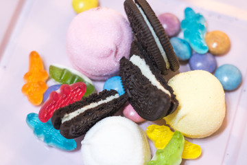 colorful candies and jellies
