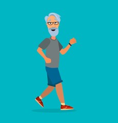 Senior people on scamper . Elderly woman run with armband for jogging. Adult people sport activities. Vector Illustration
