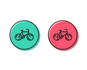 Bicycle transport line icon. Bike public transportation sign. Driving symbol. Positive and negative circle buttons concept. Good or bad symbols. Bicycle Vector