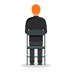 Back black man chair icon. Flat illustration of back black man chair vector icon for web design