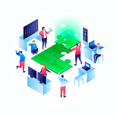 Solution concept background. Isometric illustration of solution vector concept background for web design