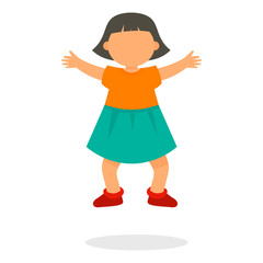 Kid girl jump icon. Flat illustration of kid girl jump vector icon for web design