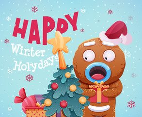 Merry Christmas greeting cards retro design. Vector