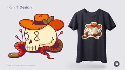 Funny skeleton illustration. Print on T-shirts, sweatshirts and souvenirs