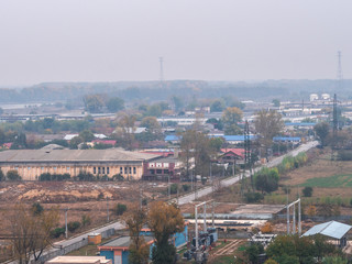 aerial view of village