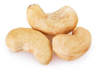 Cashew nuts on white background