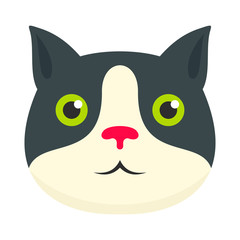 Cute cat face icon. Flat illustration of cute cat face vector icon for web design