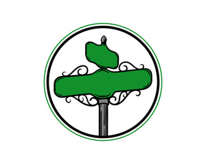 Line Art Vector Green Road Sign Board Symbol Logo Template Design Inspiration