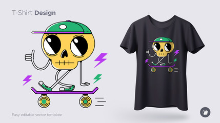 Funny skeleton illustration. Print on T-shirts, sweatshirts and souvenirs