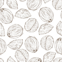Coconut seamless pattern, vector