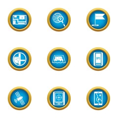 Satellite parking icons set. Flat set of 9 satellite parking vector icons for web isolated on white background