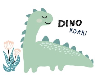 dinosaur vector print in scandinavian style. chldish illustration for t shirt, kids fashion, fabric
