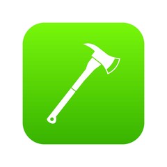 Firefighter axe icon digital green for any design isolated on white vector illustration