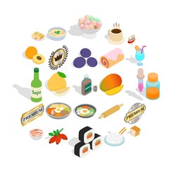 Food with vitamin icons set. Isometric set of 25 food with vitamin vector icons for web isolated on white background