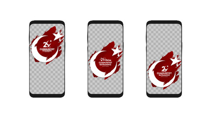 Obraz premium 29 ekim cumhuriyet bayrami. Translation: 29 october Republic Day Turkey and the National Day in Turkey. celebration republic. flying balloons, brush style, Editable Stories template