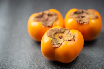 Close up of ripe persimmon fruit, healthy fruit