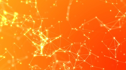Abstract Orange Plexus Background Hi-Tech Connections