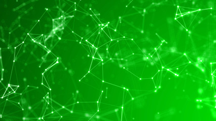 Abstract Subtle Green Background - Plexus Nodes and Lines Hi Tech Connections - obrazy, fototapety, plakaty