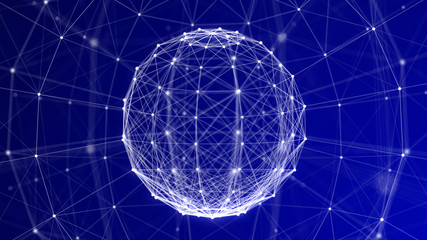 Blue Plexus Sphere Wire-frame Technology Background