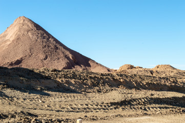 Piles of dirt at construction site